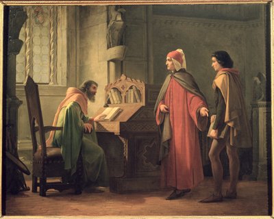 Dante (1265-1321) presenteert Giotto (1266-1337) aan Guido da Polenta (d.1310) door Giovanni Mochi